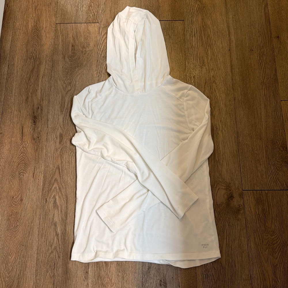 Free Fly Apparel Lightweight White Long Sleeve Hooded Tee